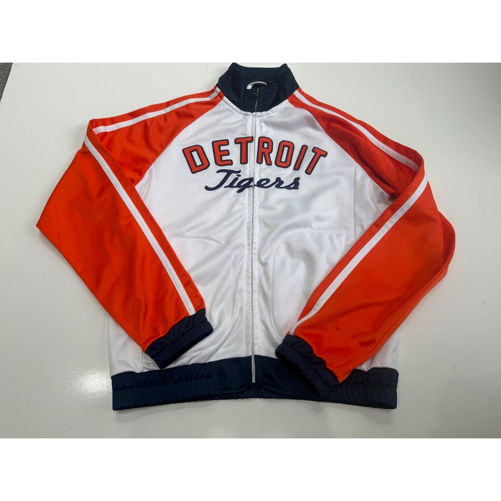 Detroit Tigers MLB Track Jacket Orange White Navy Full Zip Women Small
